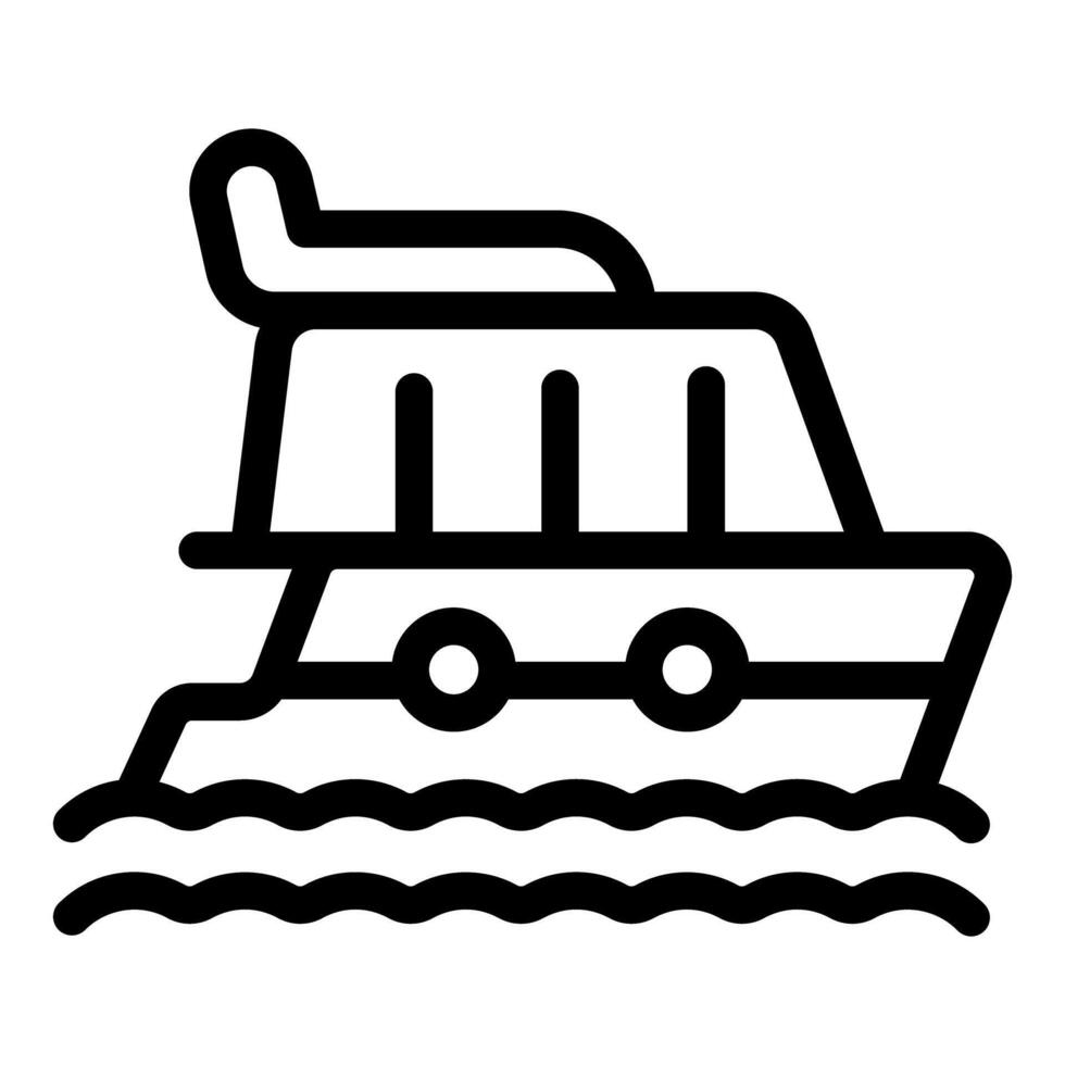 River boat floating on water surface icon vector