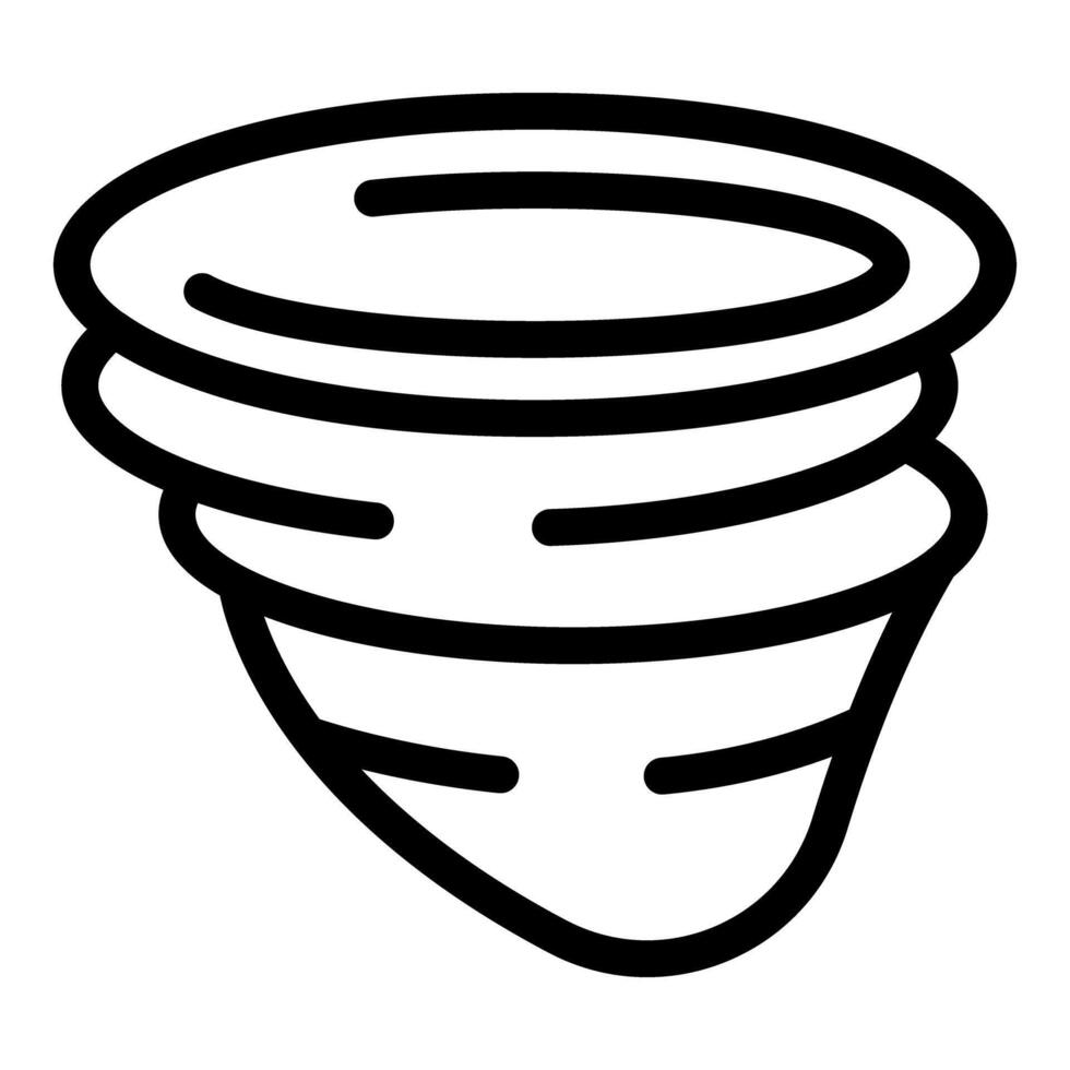 Hurricane forming funnel cloud rotating air mass line art icon vector