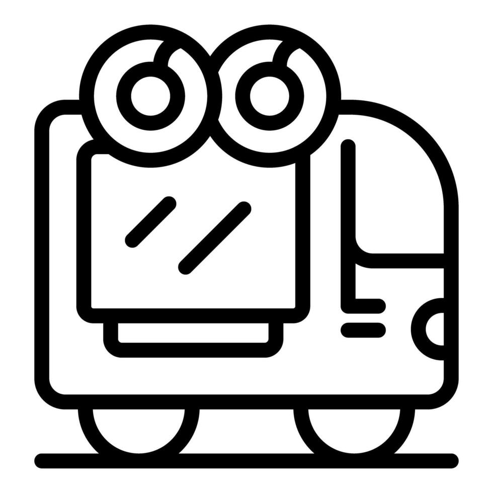 Simple tram travelling icon, editable stroke vector
