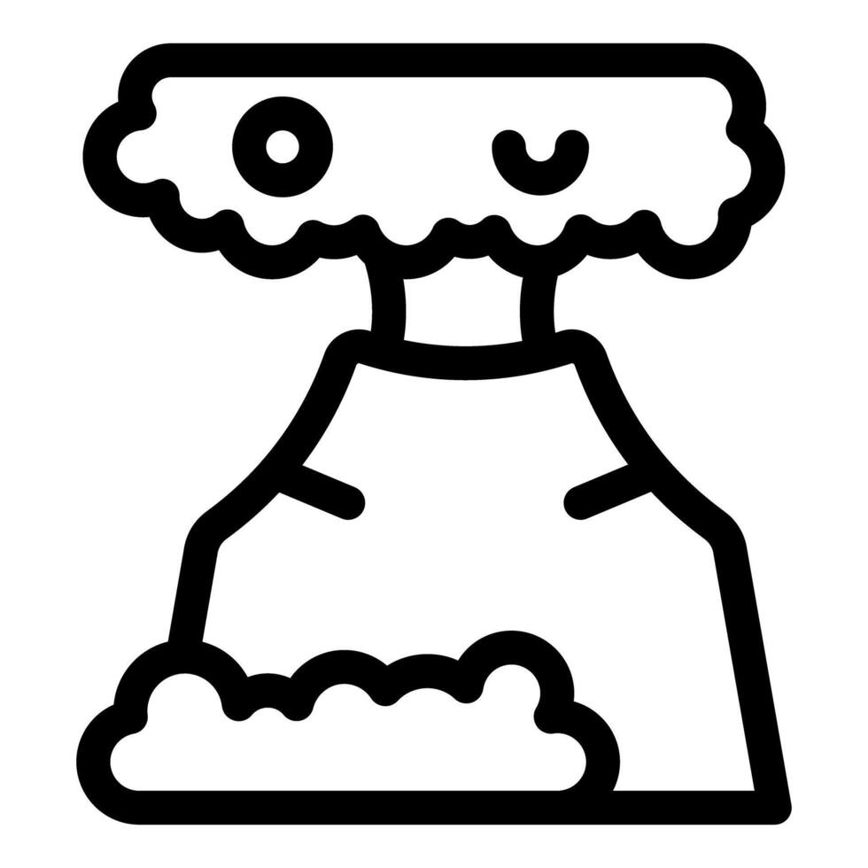 Cartoon volcano erupting with smoke cloud and lava flowing vector