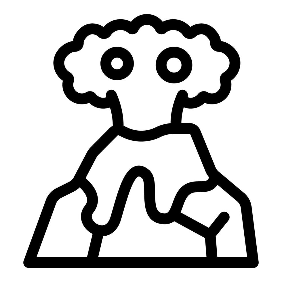 Simple line art icon of a volcano erupting vector