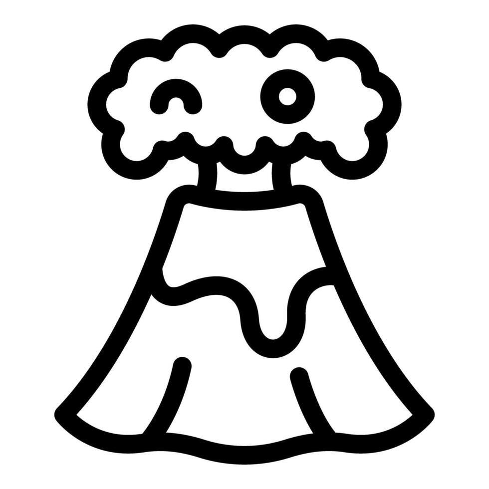 Cartoon volcano erupting with lava flowing down vector