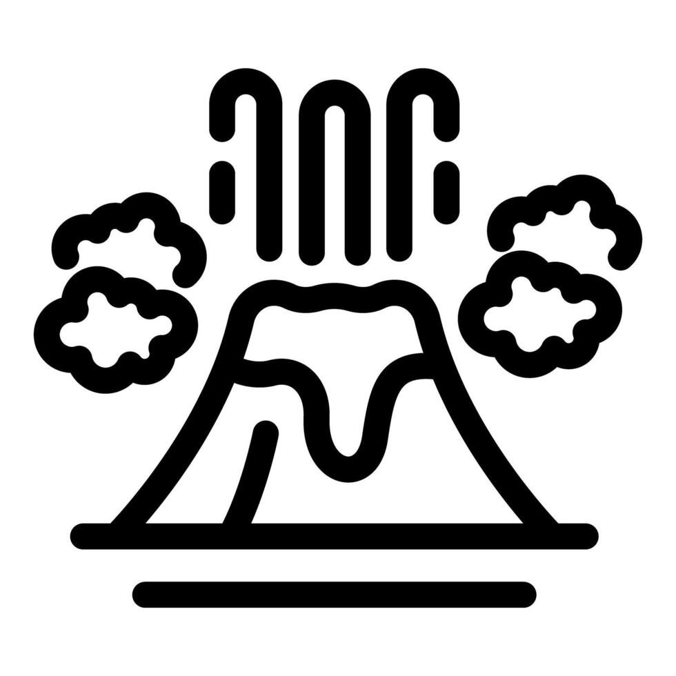 Volcano erupting with smoke and magma flowing vector