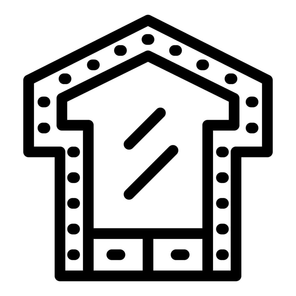 Dressing room with mirror and illuminated frame icon outline style vector