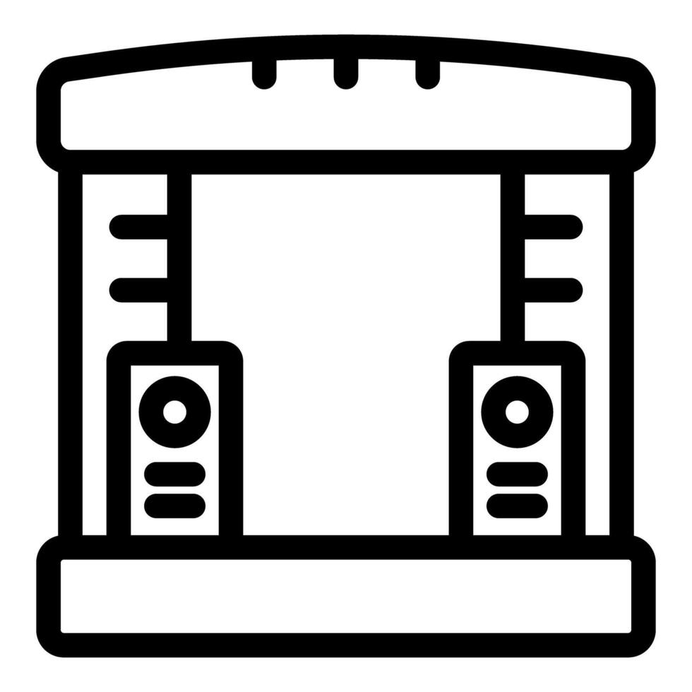 Stage podium with sound system and lighting rigging for open air festival vector