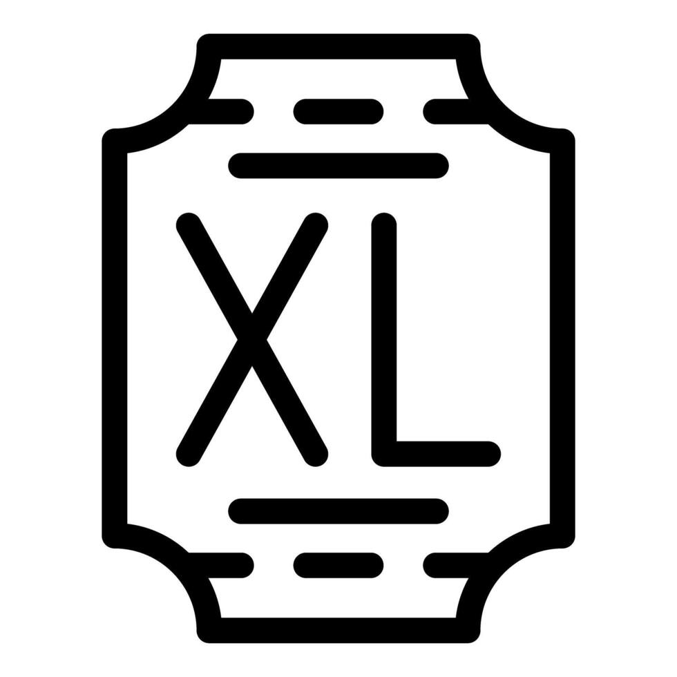 Extra large size clothing label icon showing big garment vector