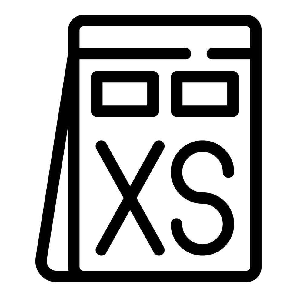 Notepad showing extra small size sketch on paper vector
