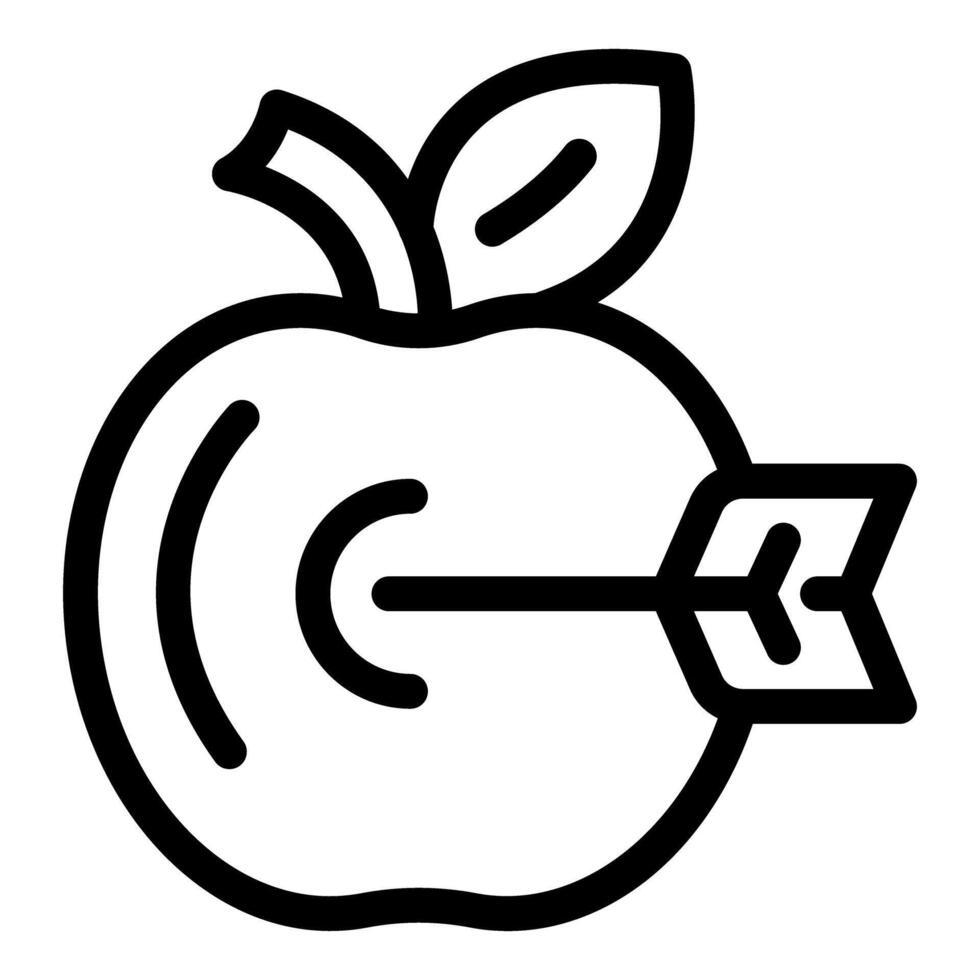 Arrow hitting center of apple target icon vector