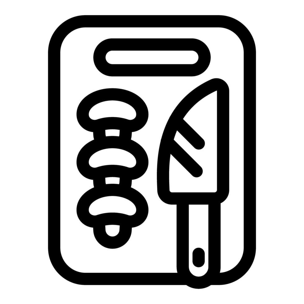 Kitchen knife and cutting board with chopped mushrooms icon vector