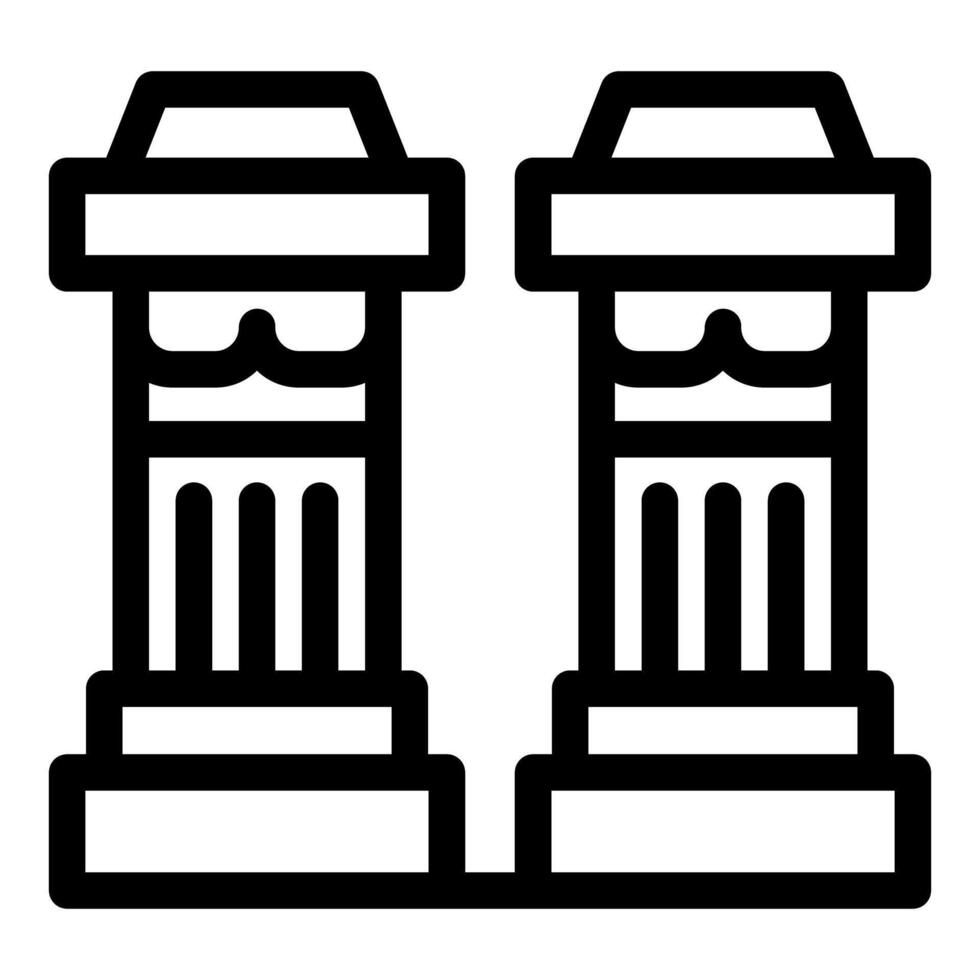 Pair of ancient greek columns standing tall on platform vector
