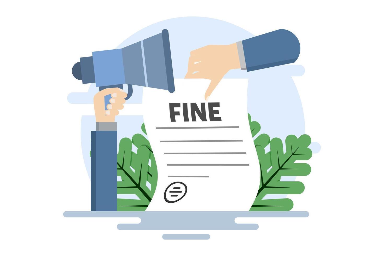 Concept of punishment document. City taxes or parking fees as fines from the authorities. Pay fine. Financial police charge fees for speeding or traffic violations. flat illustration. vector