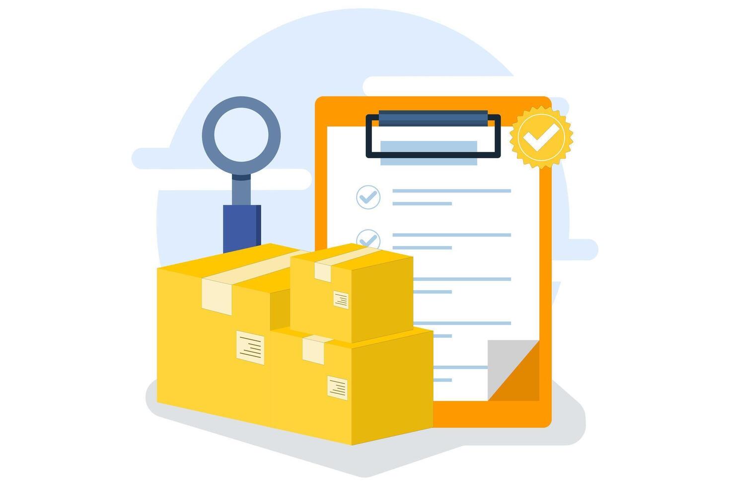 the concept of quality control assurance, QC to check quality and provide certification or approval, processes to ensure product excellence and service delivery. flat illustration. vector