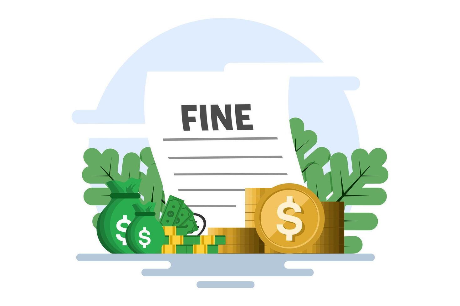 Concept of punishment document. City taxes or parking fees as fines from the authorities. Pay fine. Financial police charge fees for speeding or traffic violations. flat illustration. vector