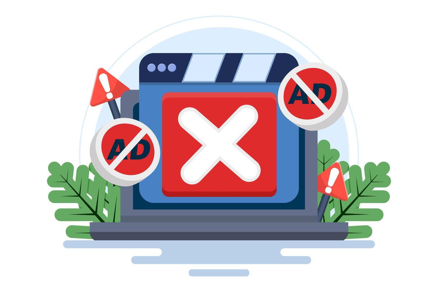 ad blocking concept, mobile ad blocker app to improve user experience. content consumption, mobile extensions for ad-free browsing, and internet privacy protection. blocks ads. vector