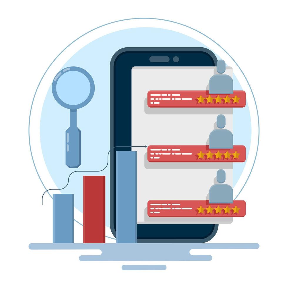Concept of search analysis, marketing tools, website traffic, marketing reports, analytics analyzing site data and studying graphs on screen and developing strategies. flat illustration. vector