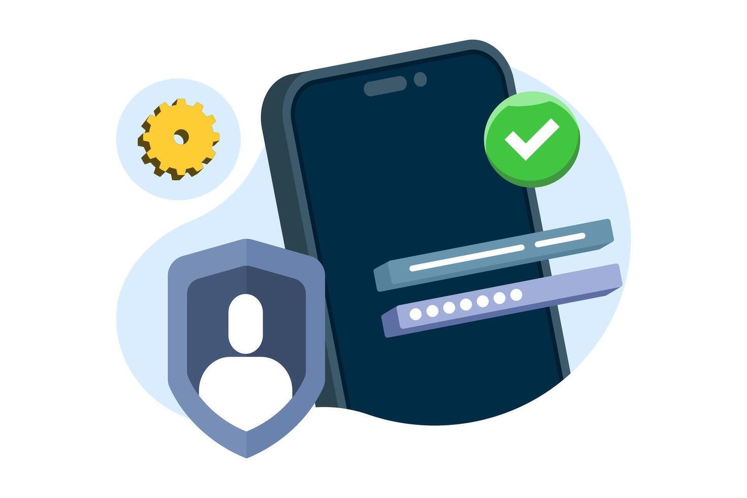 Online authentication concept, strong password for cyber security, high protection and security for login account, secure data privacy, lock user account with strong keypad. illustration. vector