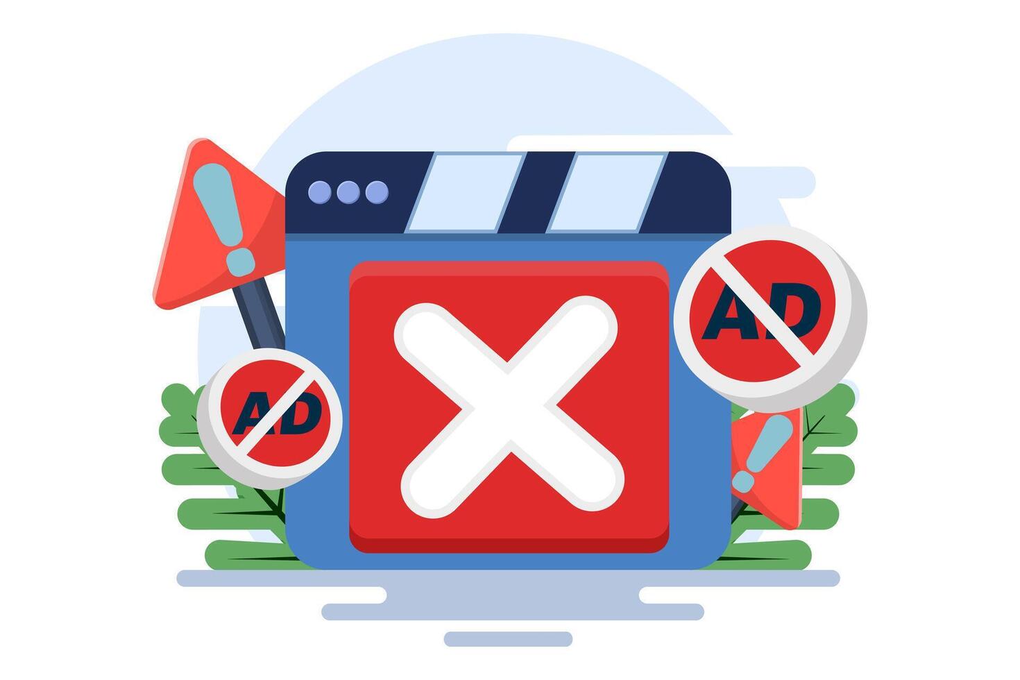 ad blocking concept, mobile ad blocker app to improve user experience. content consumption, mobile extensions for ad-free browsing, and internet privacy protection. blocks ads. vector