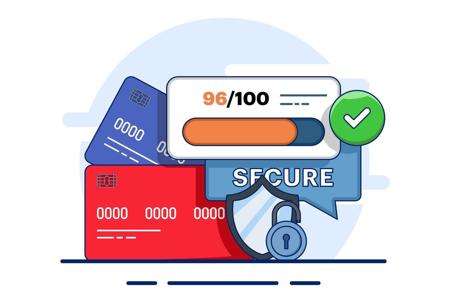debit card security. Detect bank card fraud, unauthorized use to steal funds or make purchases. Identity theft, online fraud. Financial crime with secure transactions, phishing illustration. vector