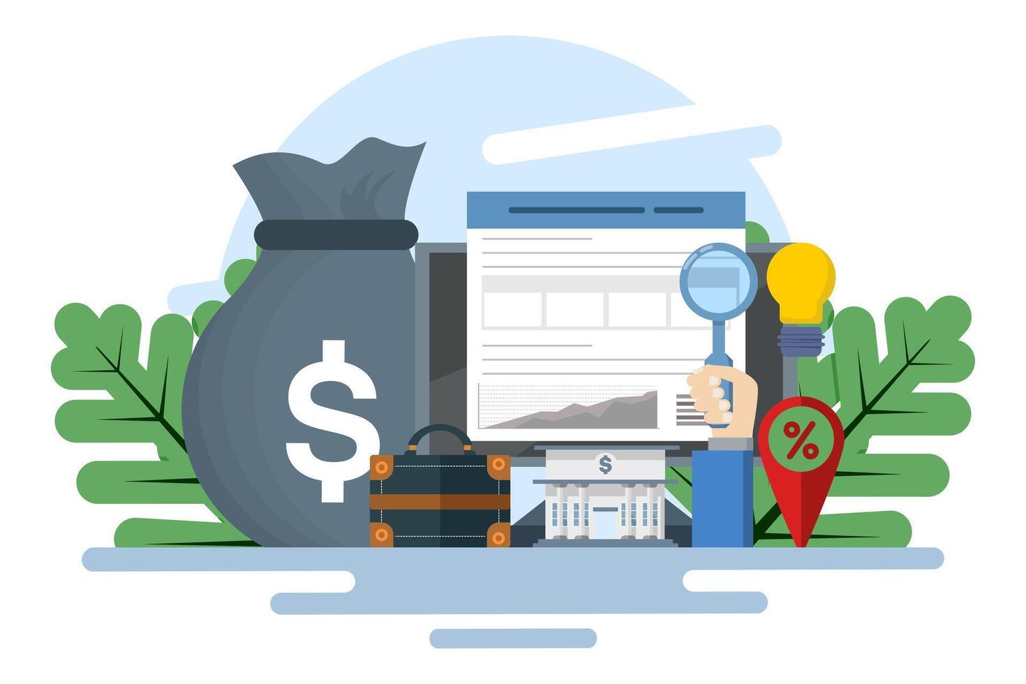 Concept of accounting, financial statements, report preparation. financial reports, digital accounting, auditing and financial research. budget management. flat design banner. vector
