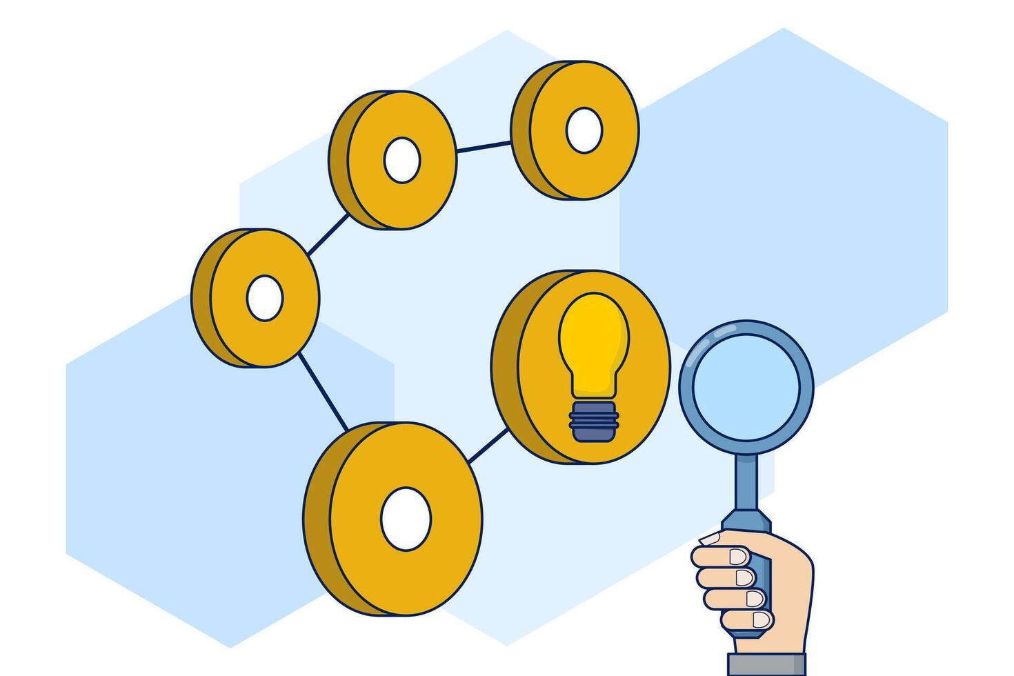 The concept of finding solutions or solving problems, brainstorming, innovation and decision making with oneself or teamwork. Creative thinking, challenges and business growth. illustration. vector