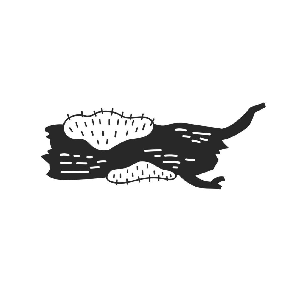 Old Tree Trunk Snag with Moss Hand drawn Illustration vector