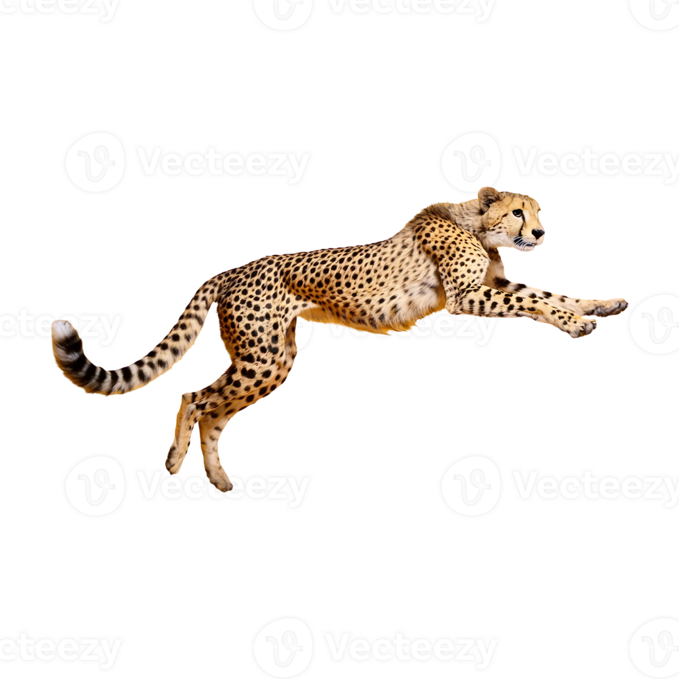 cheetah in a running pose isolated on transparent background png