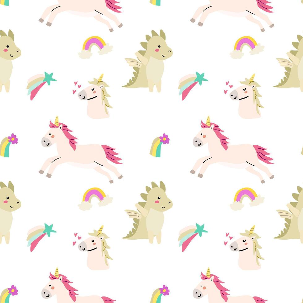 Cute unicorn seamless pattern for textile. Childish magic background. vector