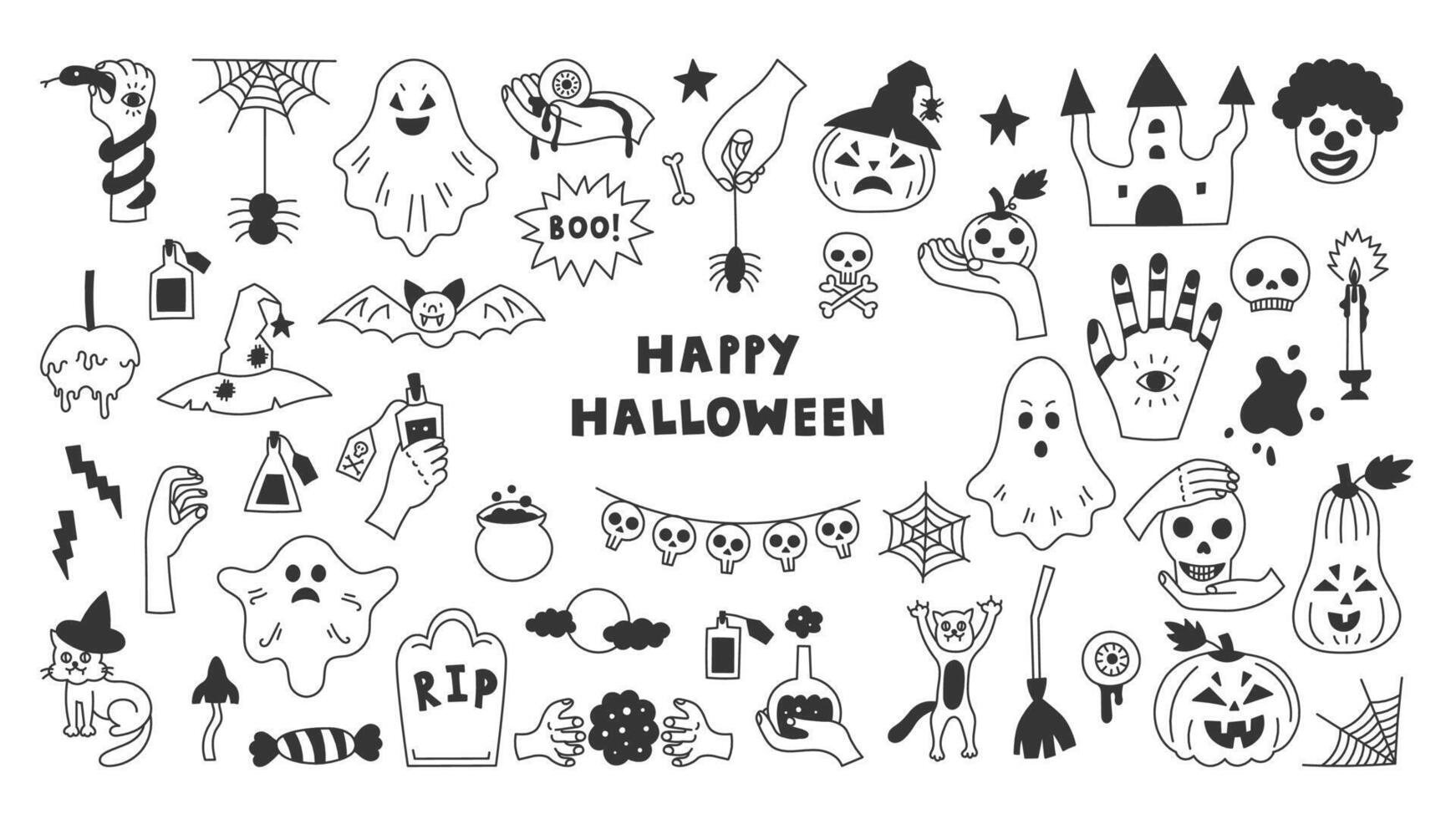 Halloween Hand Drawn Doodle Set vector