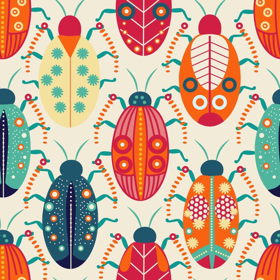 bright beetles on a white background vector
