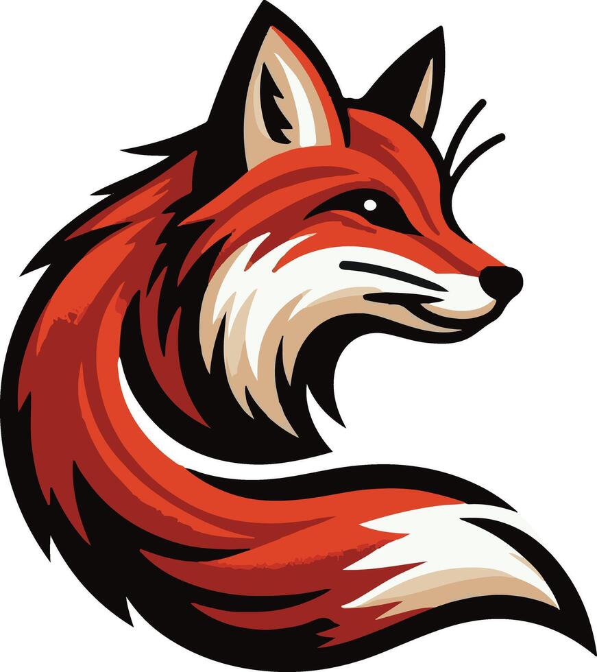 a red fox head on a white background vector