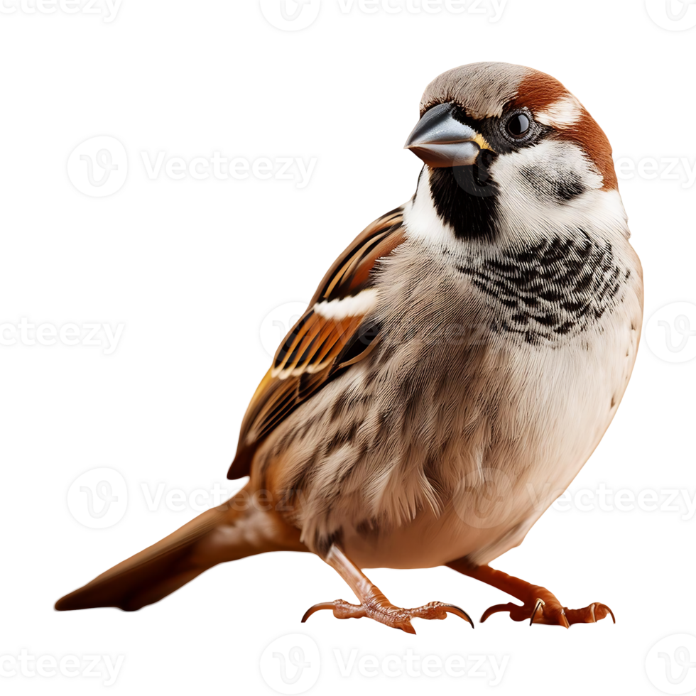 sparrow standing isolated on transparent background png