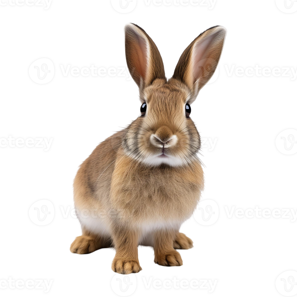 rabbit sitting and looking forward isolated on transparent background png