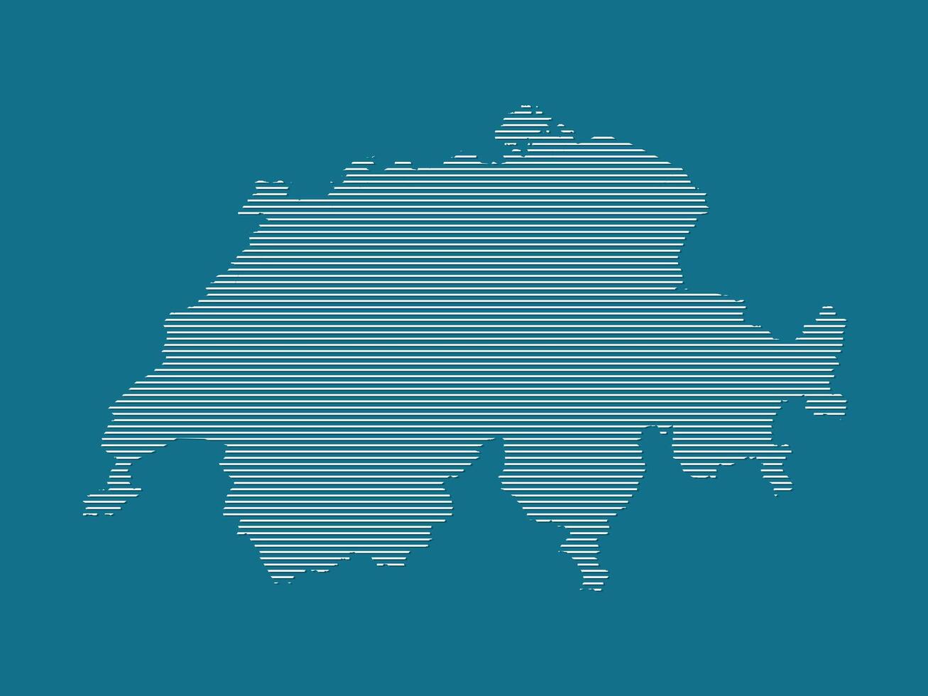 Switzerland map with simple straight lines on blue background illustration vector