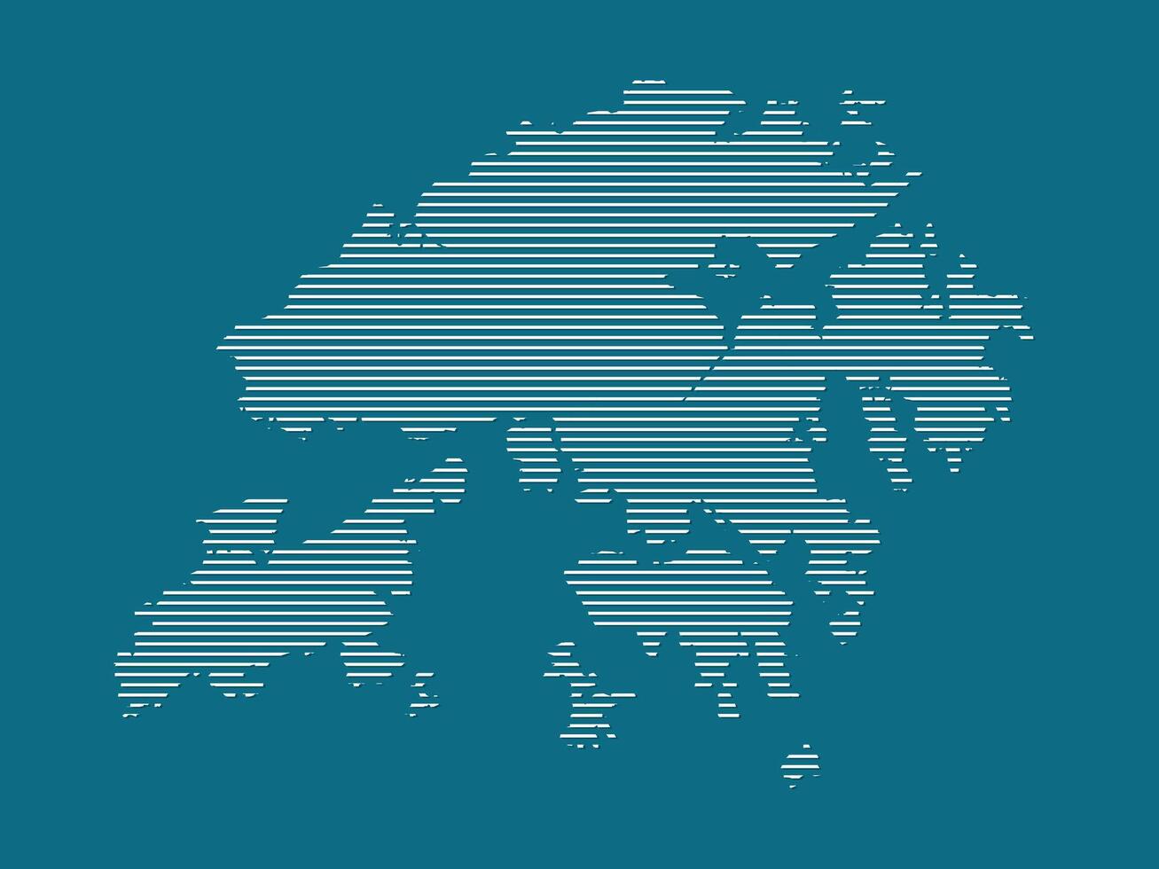 Hong Kong map using white straight lines on blue background illustration vector