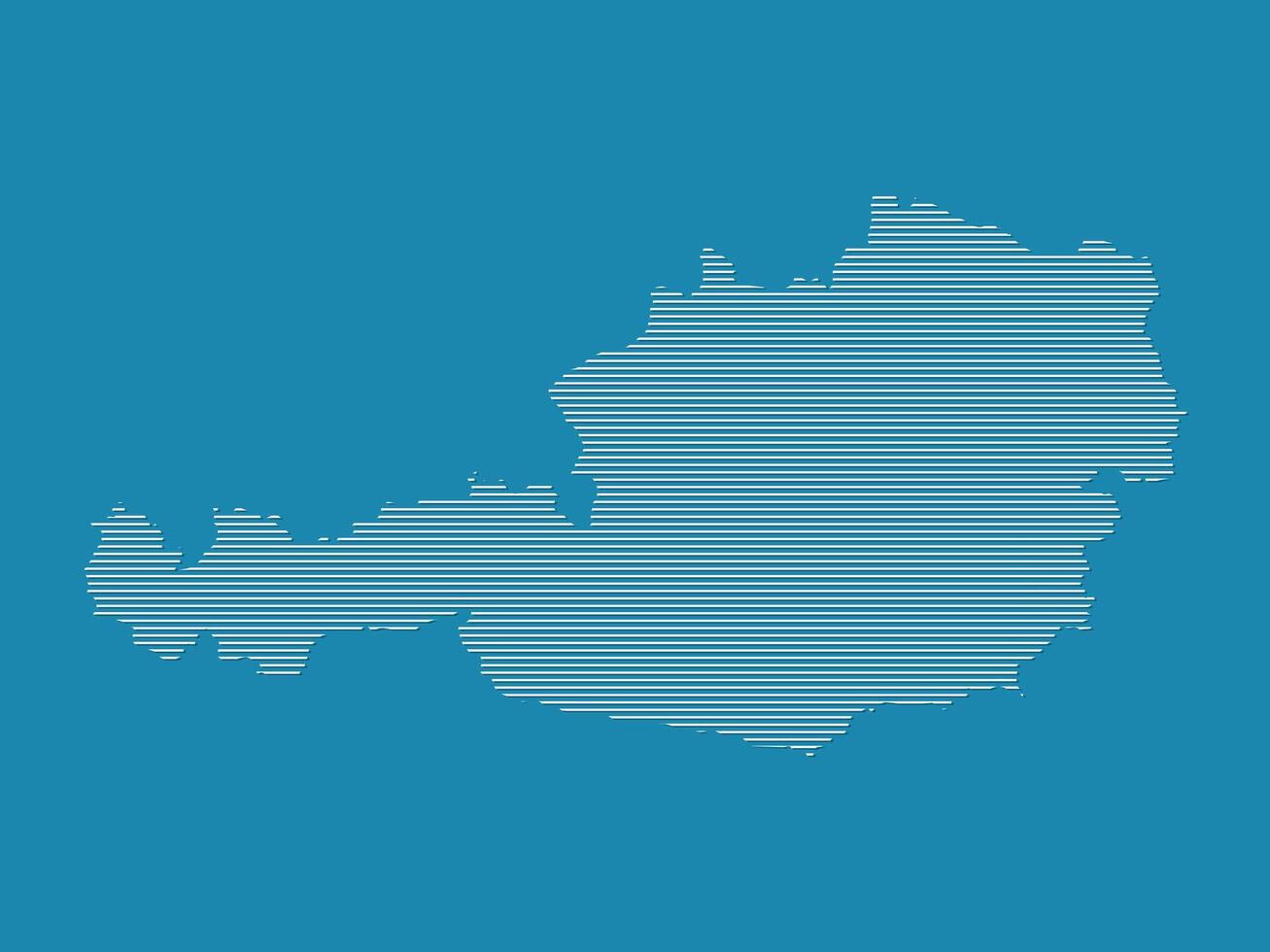 Austria map with simple straight lines on blue background illustration vector