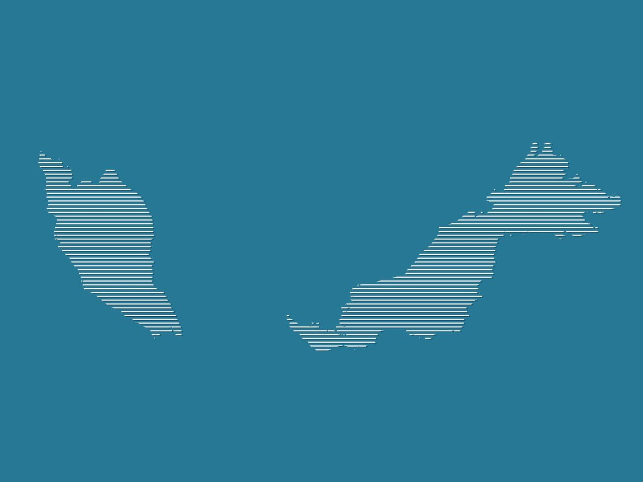 Malaysia map using white straight lines on blue background illustration vector