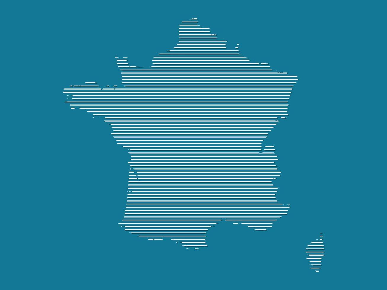 France map with simple straight lines on blue background illustration vector