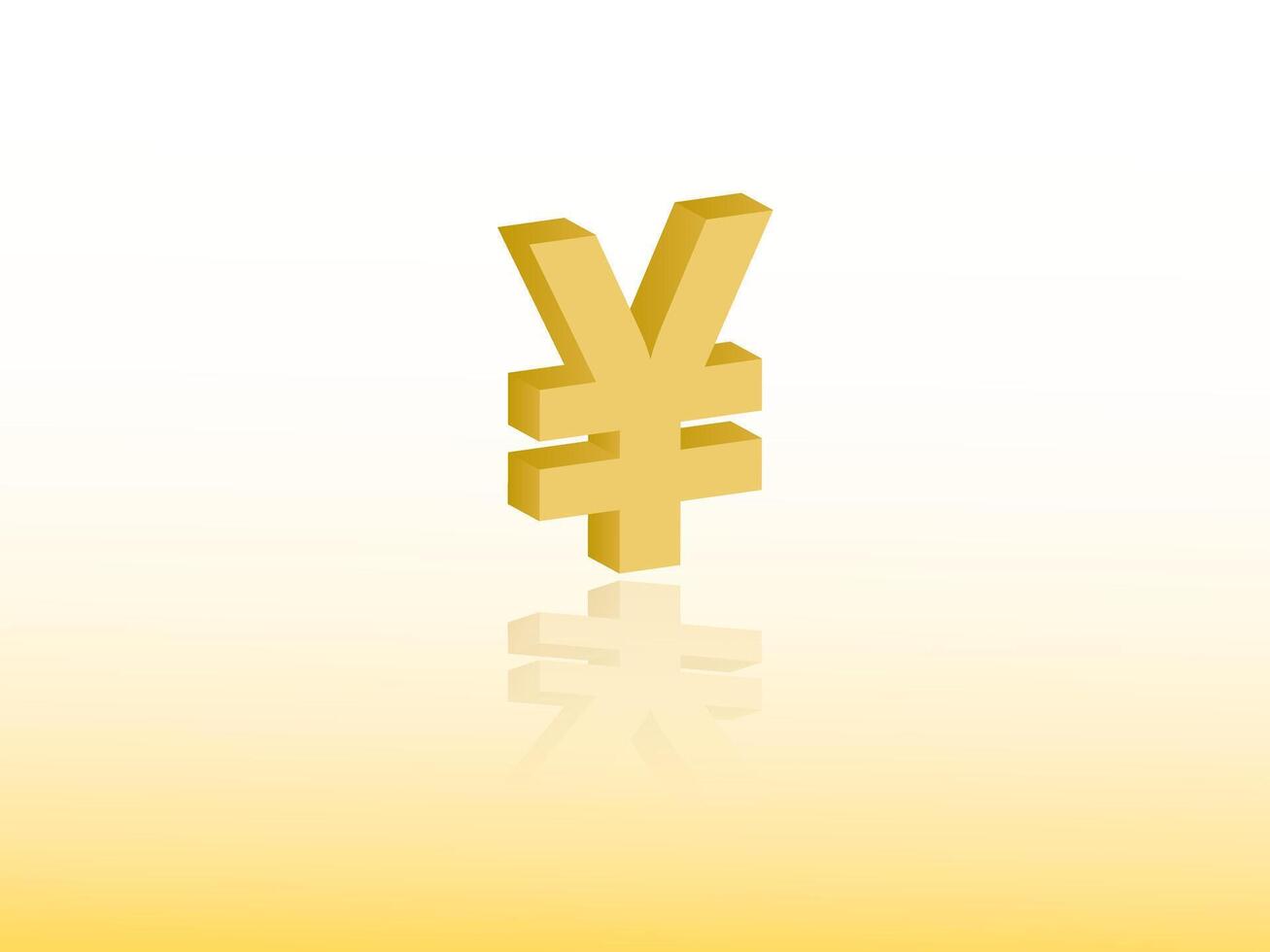 Yen as Japanese currency in gold color on light background illustration vector