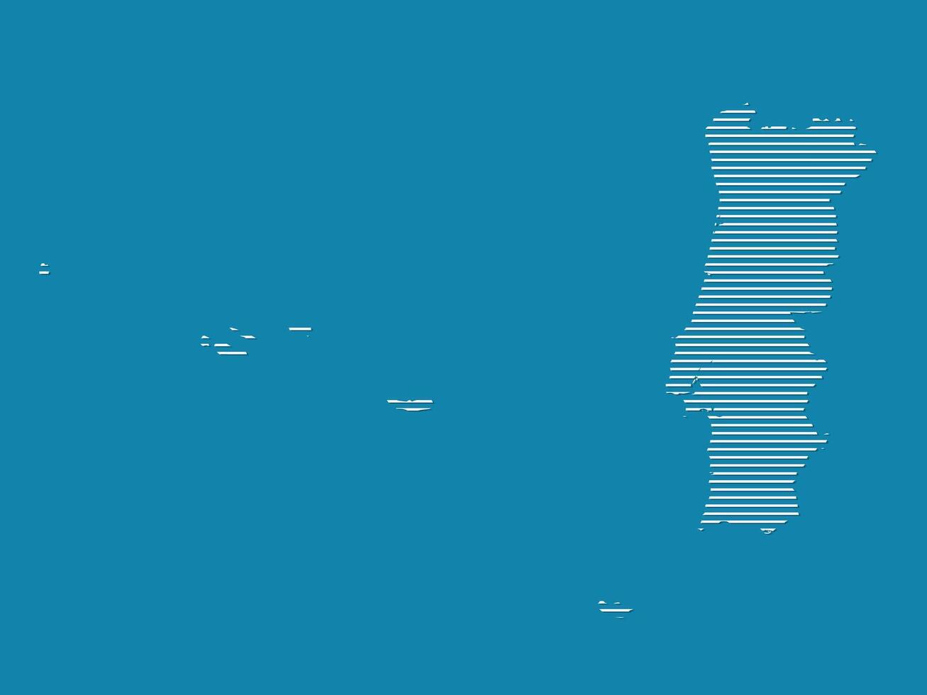 Portugal map with simple straight lines on blue background illustration vector