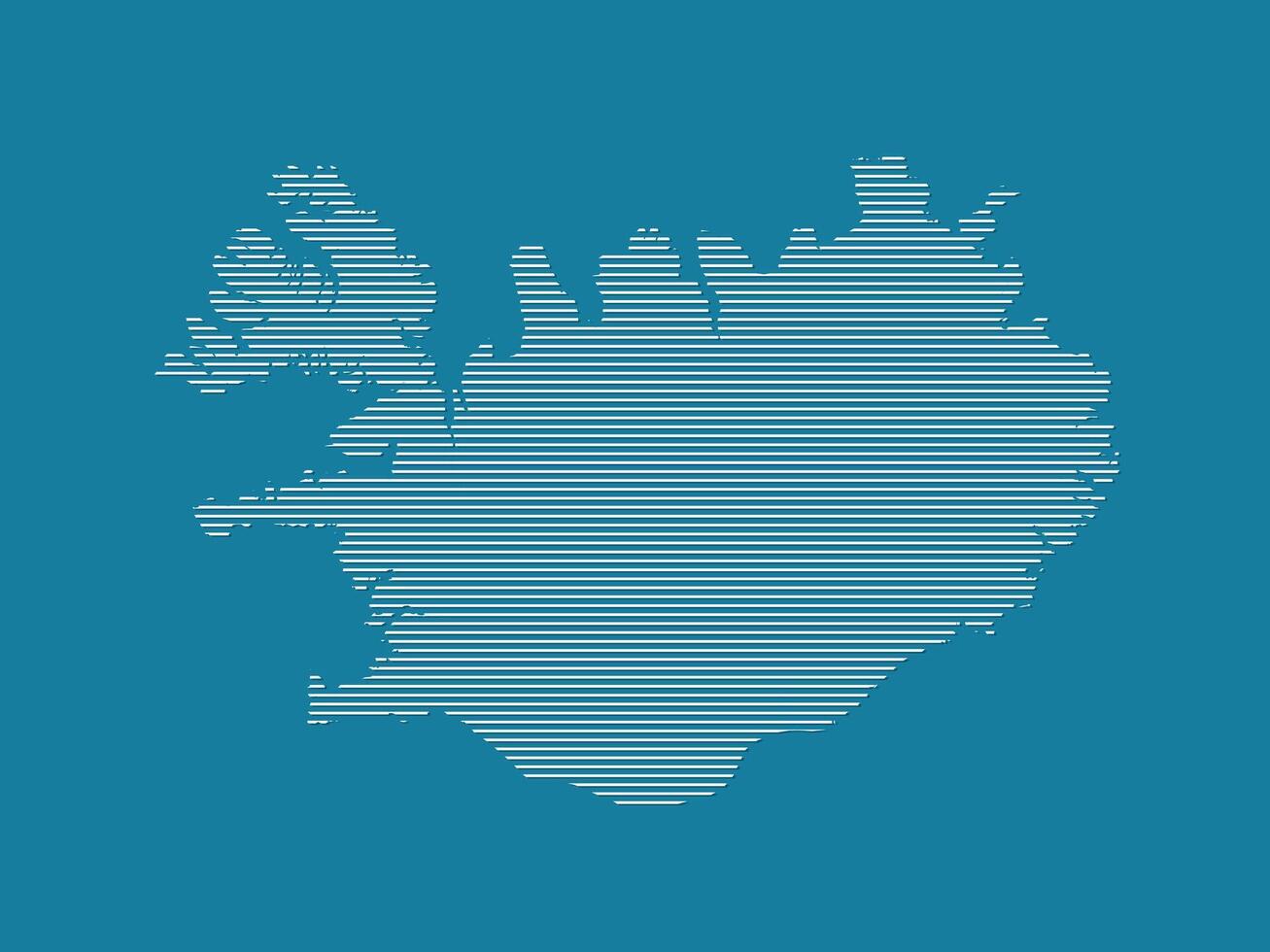 Iceland map with simple straight lines on blue background illustration vector