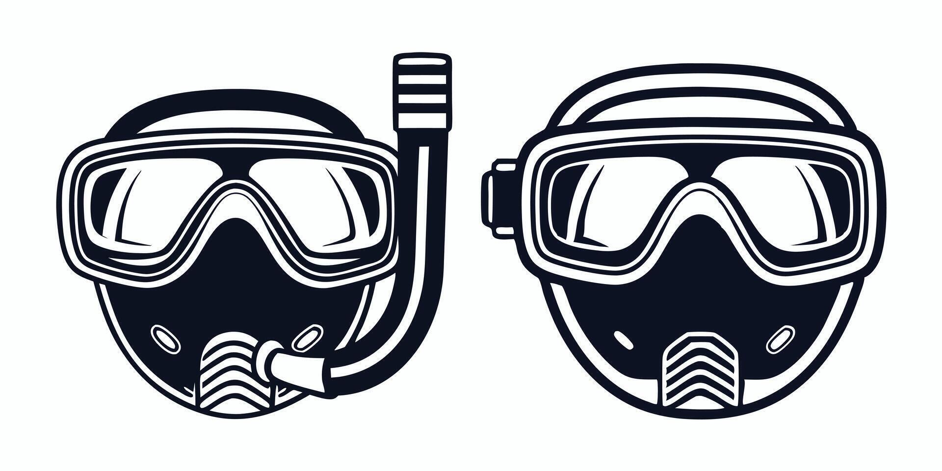 two scuba masks and a snorkel vector
