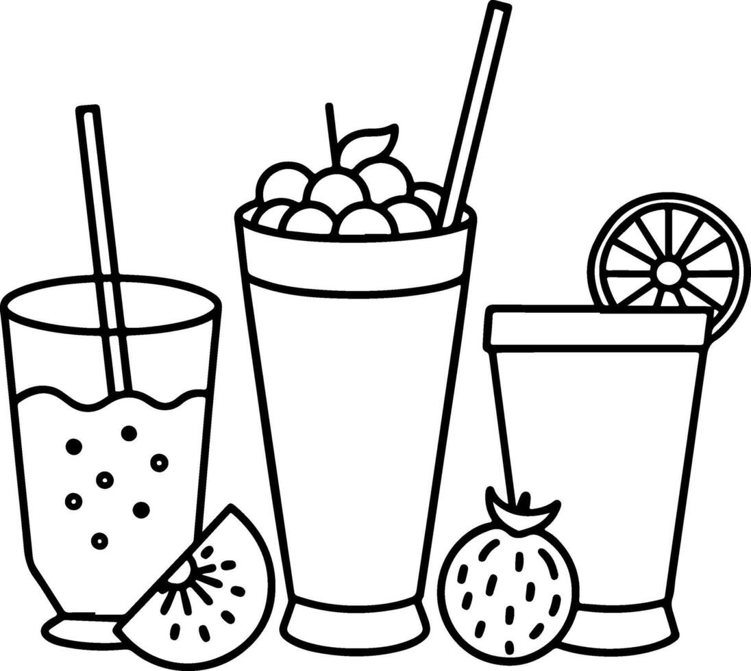 coloring pages of drinks and fruit vector