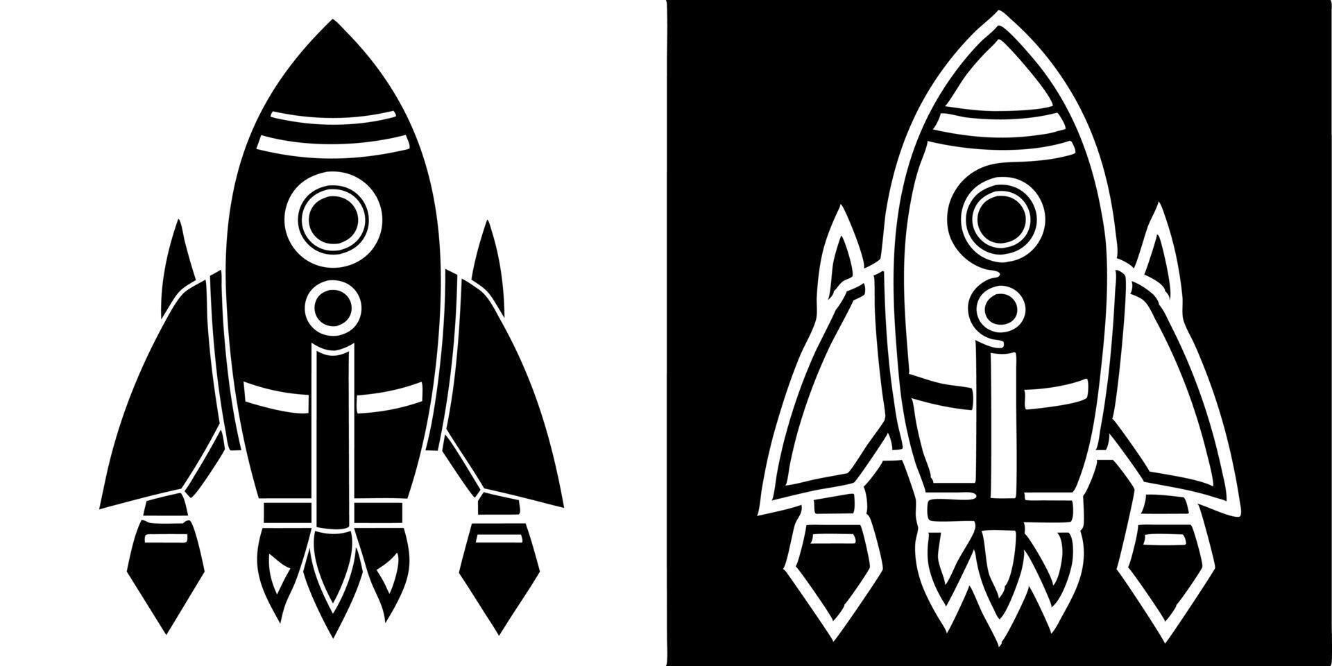 a black and white image of a rocket ship vector