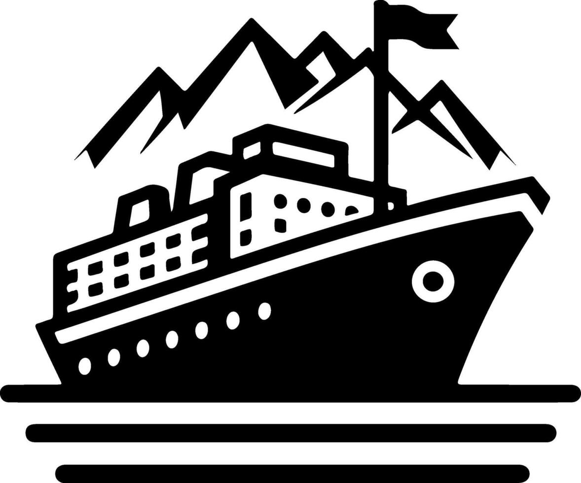 a black and white image of a cruise ship vector
