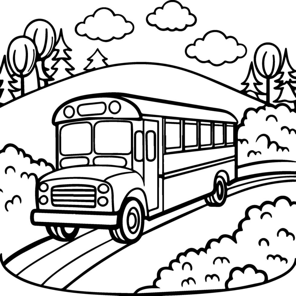 school bus coloring pages for kids vector