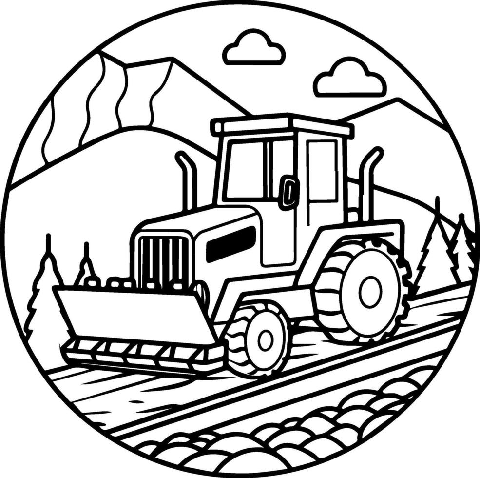 tractor coloring pages for kids vector