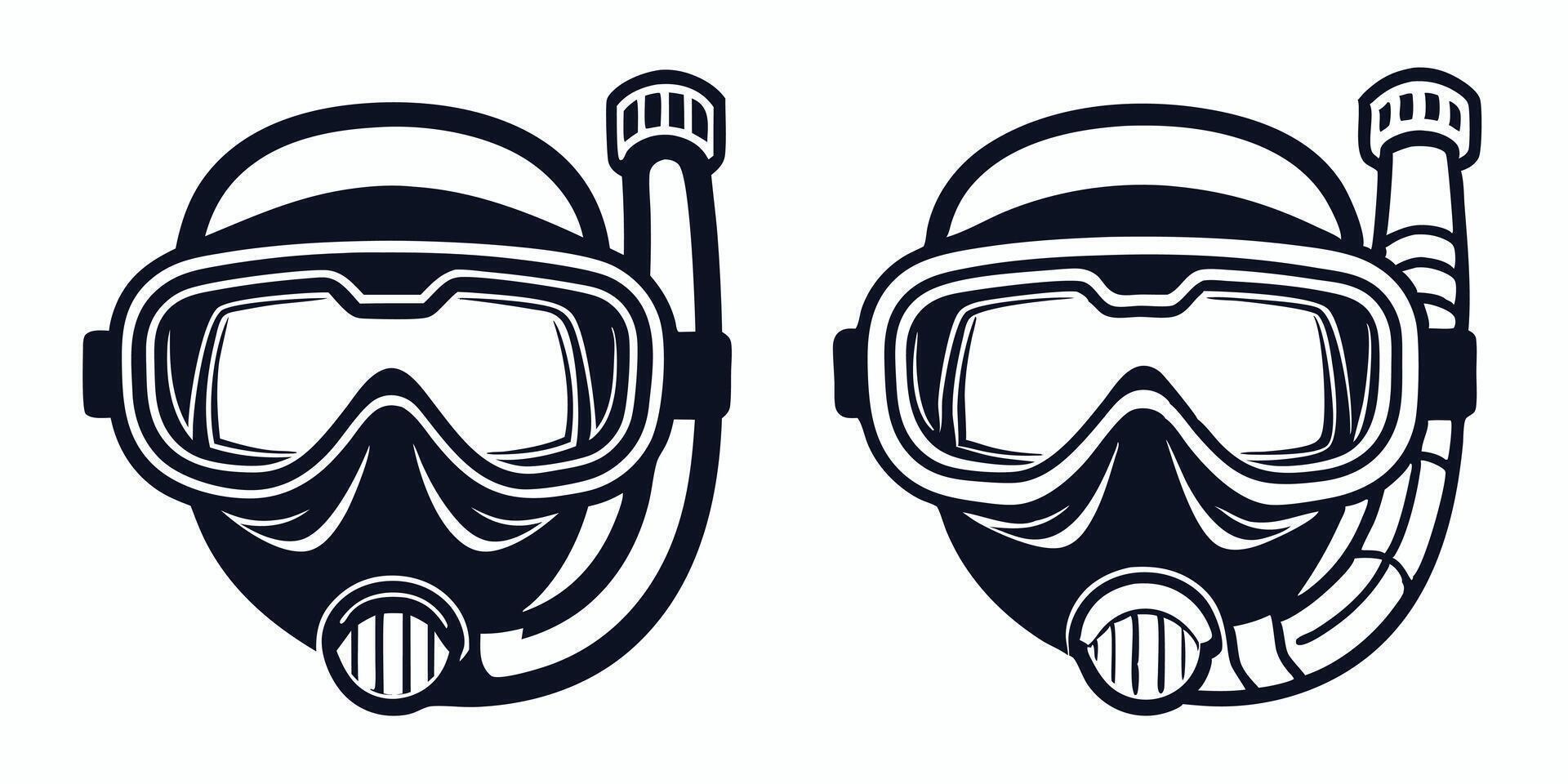 two scuba masks and a snorkel vector