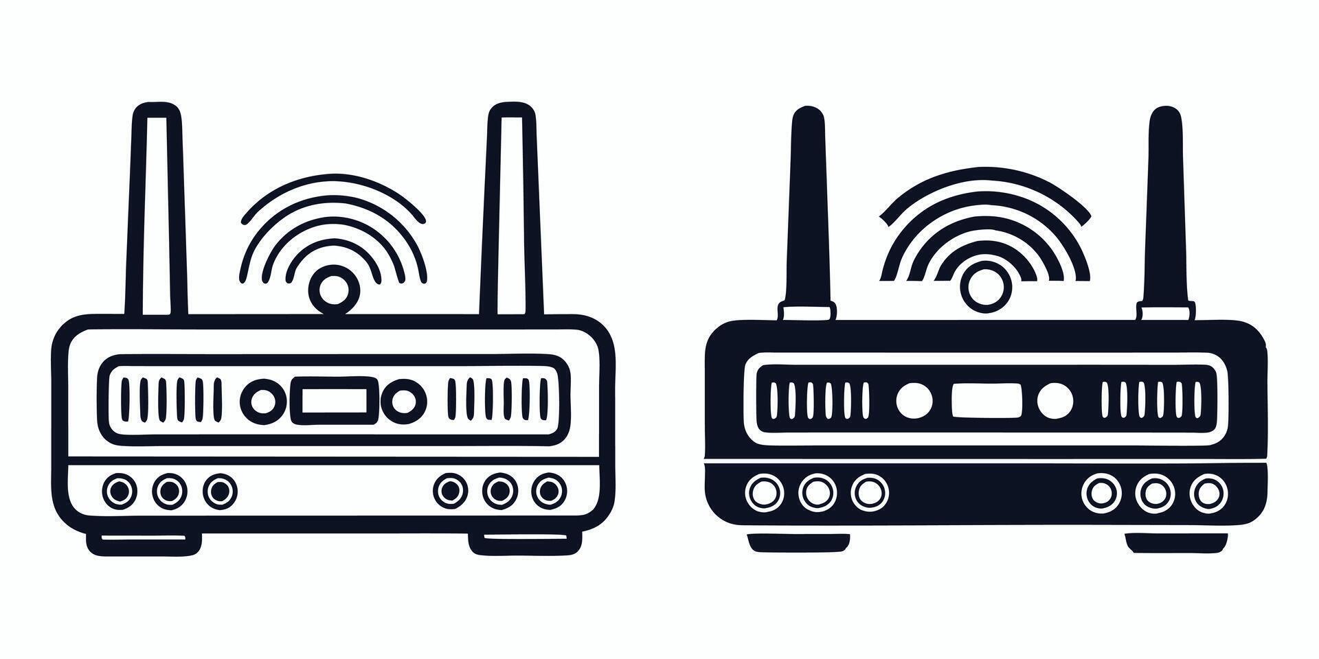 two wireless routers with a wifi symbol on top vector