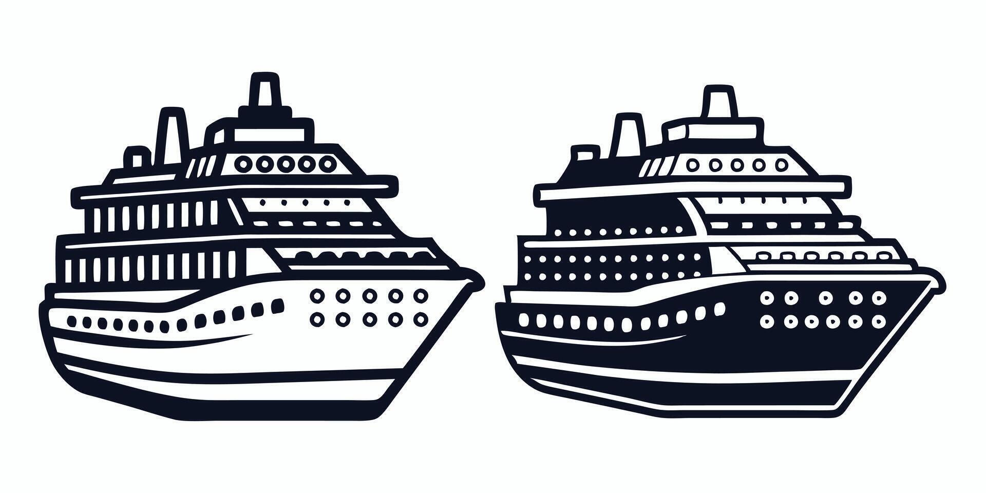 two cruise ships on a white background vector
