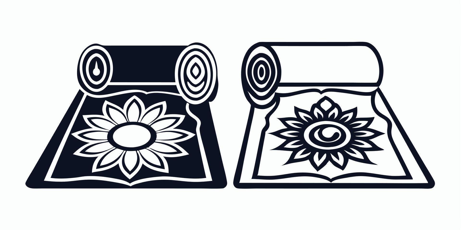two rolls of paper with sunflowers on them vector